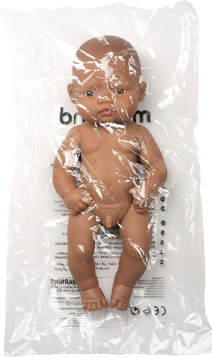 Miniland Doll 12 5/8'' Hispanic Boy (Polybag) - Made in Spain, Anatomically Correct, Quality, Inclusion