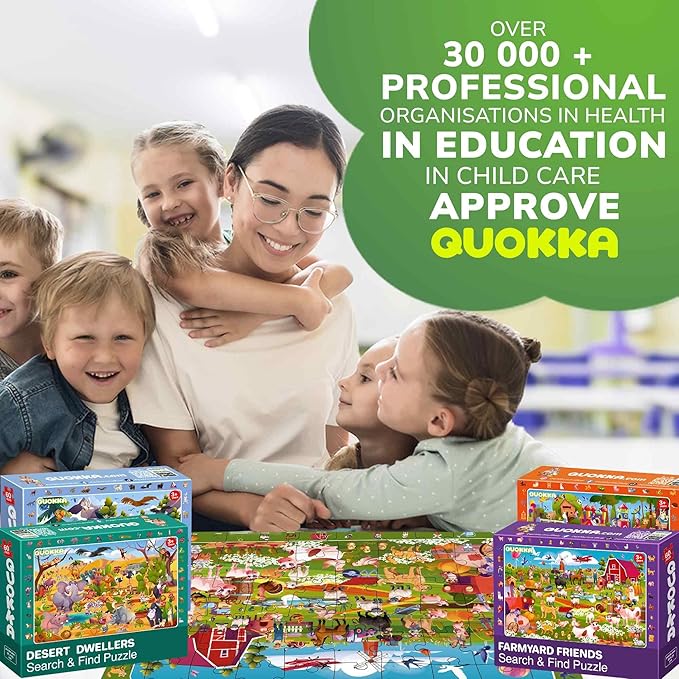 QUOKKA Puzzles for Kids Ages 4-6 - Toddler Puzzles Ages 3-5 - 4-Pack 60 Piece Search and Find Animals Jigsaw Puzzle 6-8 - Learning Toys for 3 Year Old Boys and Girls - Educational Games Gift