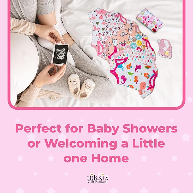 Unique Cupcake Baby Girl Gift Set | Baby Girl Newborn Essentials | Baby Clothes for Girls | Newborn Girl Outfits for Expecting Moms and New Parents | Baby Layette Set - Pink | Nikki's Gift Baskets