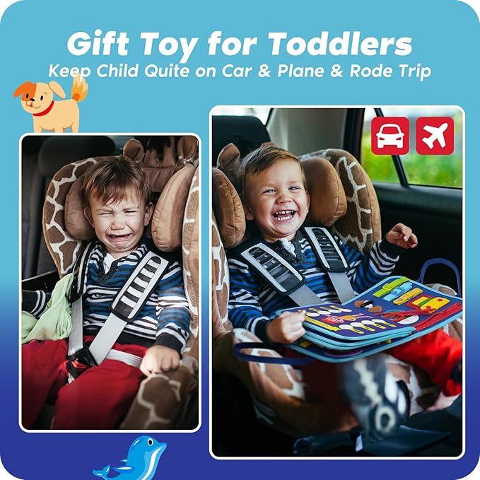 INKLAB Busy Board for 3 Year Old, Montessori Toys for 1-3 Year Old, Toddler Learning Toys Ages 2-4, 3 Year Old Boy Birthday Gift, Busy Board for Toddlers 3+