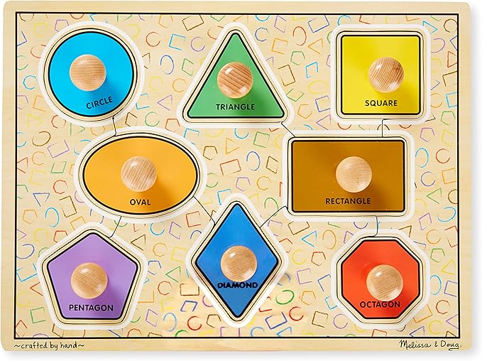 Melissa & Doug Deluxe Jumbo Knob Wooden Puzzle - Geometric Shapes (8 pcs)