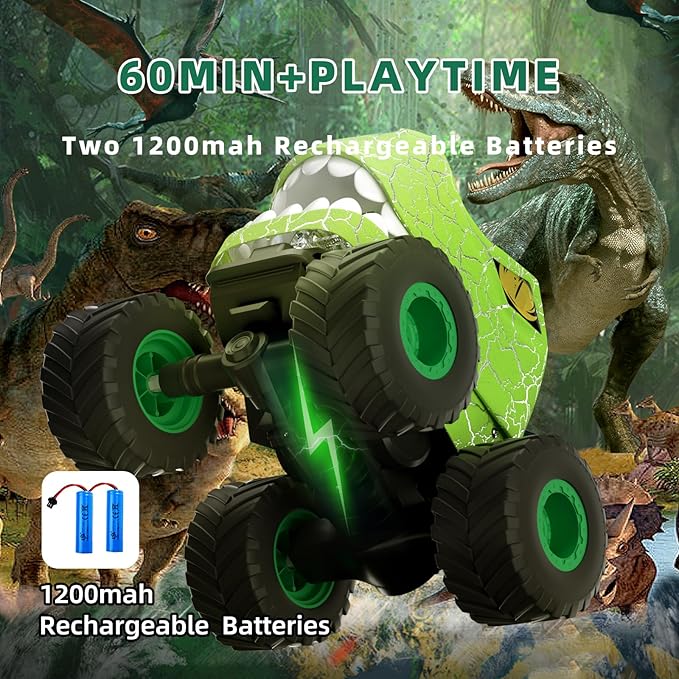 Dinosaur Remote Control Car,2.4hz Rc Monster Truck Toy,Suitable For Boys,With Spray, Light And Sound, All Terrain Remote Control Car,Suitable For3,4,5,6,7-Year-Old Children,Christmas Birthday Gift