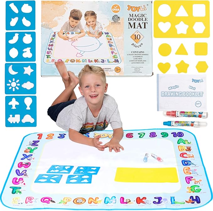 Water Coloring Mat 40x30 Large Mat, Coloring Mat, Water Painting Color Educational Writing Drawing Mess-Free Toys for Kids Toddlers for Girls Boys Ages 3 4 5 6