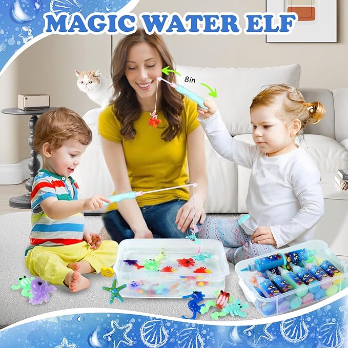 Magic Water Elf Toy Kit,Aqua Water Gel with 16 Magic Gels and 15 Shape Molds,Water Beads for Kids,Fun Summer DIY Craft Kit, Birthday Gifts & Party Favors for Kids Ages 3+