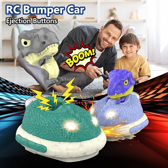 Remote Control Bumper Car, Race Car Toddler Toys with LED Lights&Music, RC Battle Stunt for Kids, Boys and Girls, 2 Pack