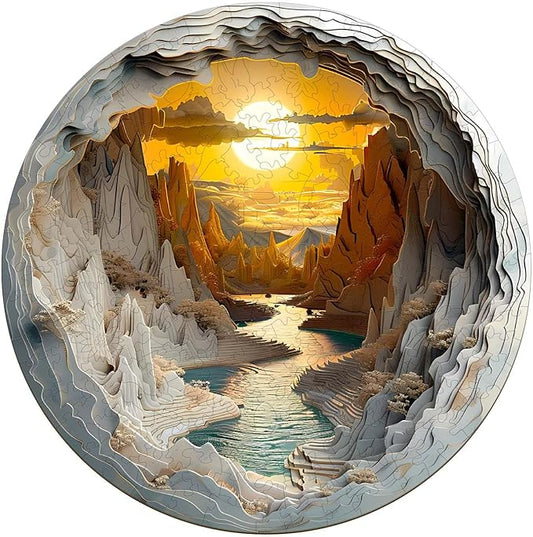 Wooden Puzzles for Adults, Wooden Jigsaw Puzzles for Adults Kids, 3D Vision Inside The Cave-1 Unique Shaped Wood Puzzles Adult, Creative Birthday Gifts for Friends Family Game(13.4 * 13.4in 300pcs)