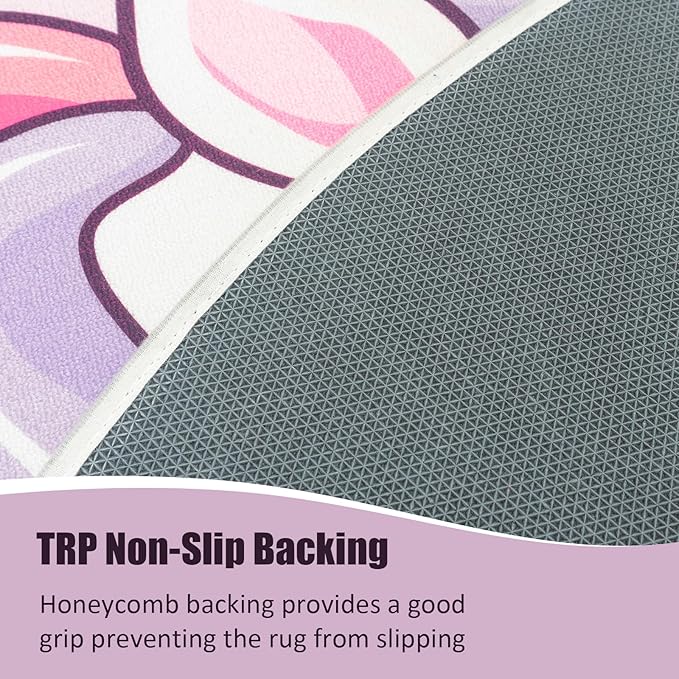 Round Rug for Kids Room Unicorn Circle Rugs for Bedroom Kids Rugs for Playroom Girls Cute Cartoon Carpet Living Room Dining Room Decor 47x47 inch