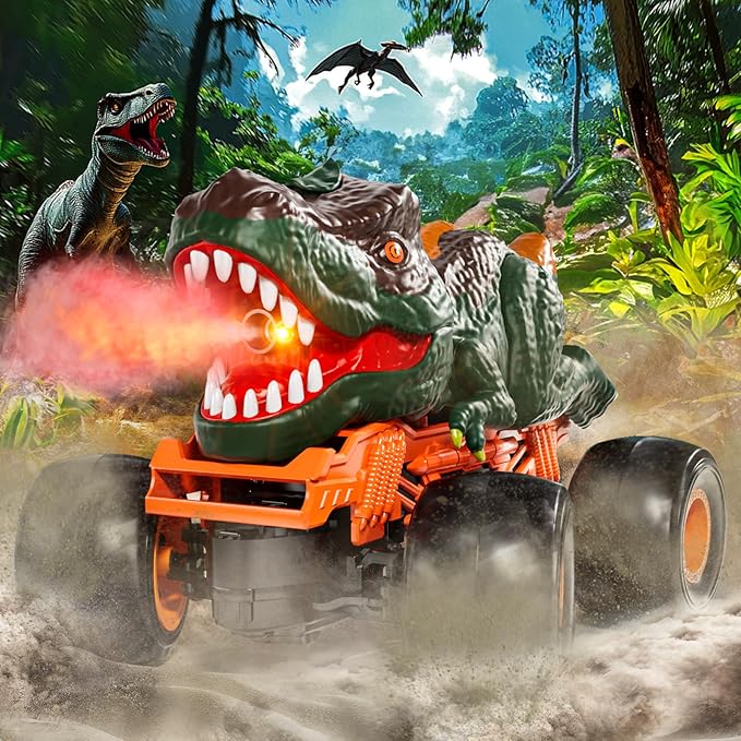 2.4GHz Remote Control Dinosaur Car Toys Gifts for 3-6 Year Old Kids, Remote Control Dinosaur Car Trucks Toys for Kids Boys 3-7 8-12