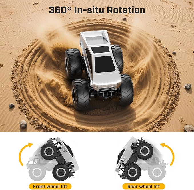 WayEee RC Truck Car Kids Toys for Ages 6+, Remote Control Car Waterproof Monster Truck, Amphibious 4WD All Terrain Off-Road Pickup, 1:16 Scale, 2.4GHZ Vehicles, Boys Christmas Kids Birthday Gift