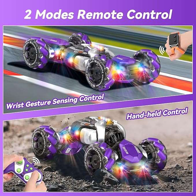 Gesture Sensing RC Stunt Car, 360° Rotating 4WD Remote Control Transform Hand Controlled Car - Fun Birthday Gifts for Kids Boys and Girls (Ages 5-13)