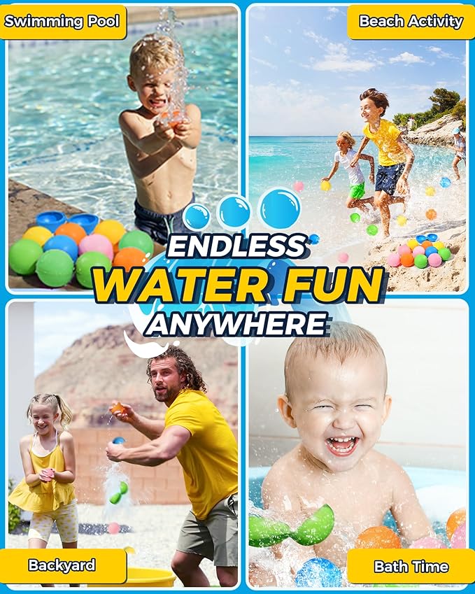 SOPPYCID 25PCS Reusable Water Balloons, Pool Toys for Kids Magnetic Water Bomb Balls Outdoor Water Balloon for Summer Party, Water Fight Game,Water Park, Water Games Outside