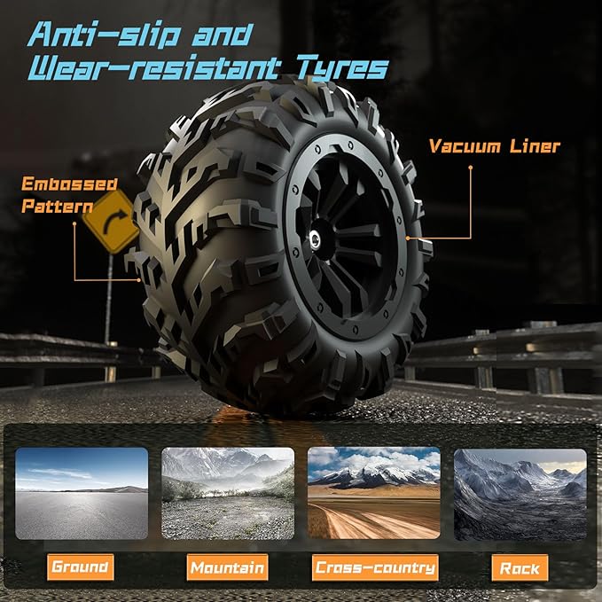 RC Car for Adults, 1:16 Scale All Terrain Fast Car, 40KM/H High Speed Vehicle with Two Rechargeable Batteries, 4WD Waterproof Off-Road Truck, 2.4 GHz Electric Racing Toy Gifts for Boys