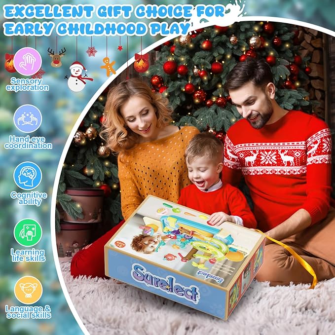 4-in-1 Kitchen Sink Toy with Upgraded Water Slide Track, Magnetic Fishing Game Floating Toys for Water Play, Pretend Play Dishwasher for Kids Toddlers 1-3 3-8 (Blue)