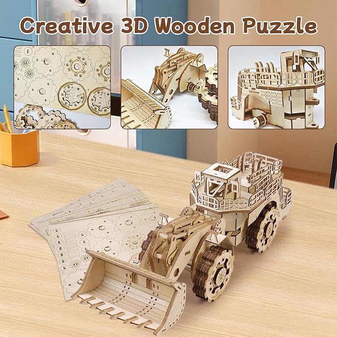 3D Wooden Puzzle for Adults, Mechanical Forklift Model, DIY Vehicle Model Building Kit Handicraft Wood Craft Hobbies Toy, Birthday for Hobbyist 14+ Family Women Men, 312 Pcs