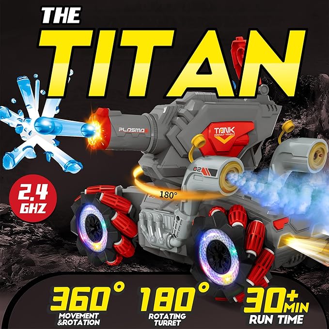 RC Tank That Shooting BBS - Remote Control 4WD Battle Stunt Car, Fires Soft BBS, 360° Spins, LEDs & Music, Indoor & Outdoor Backyard Play, Great Gift Toy for Boys & Girls