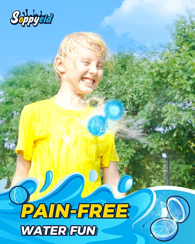 SOPPYCID 15PCS Reusable Water Balloons Quick Fill, Pool Bath Toys for Kids, Summer Water Toy for Boys Girls, Water Bomb Balls Family Water Ballon Fights for Summer Party, Pool Party, Camping Trip