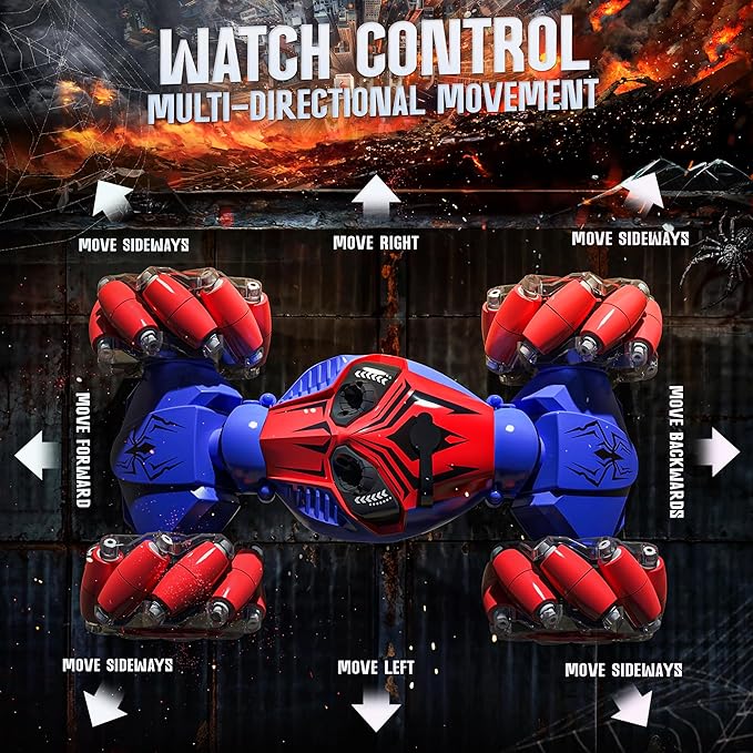 BEZGAR Gesture Sensing RC Stunt Car, Monster Truck Toys, Remote Control Monster Truck with Light, Spider Remote Control Car, Spider Toys for Boys, Remote Control Spider, Outdoor Toys for Kids