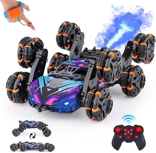 Cool 8 Wheels Hand Controlled RC Stunt Car Toys, Xmas Gifts and Birthday Presents for Kids, Gesture Sensing Remote Control Cars for Boys Age 6 7 8-10 11 12 Year Old