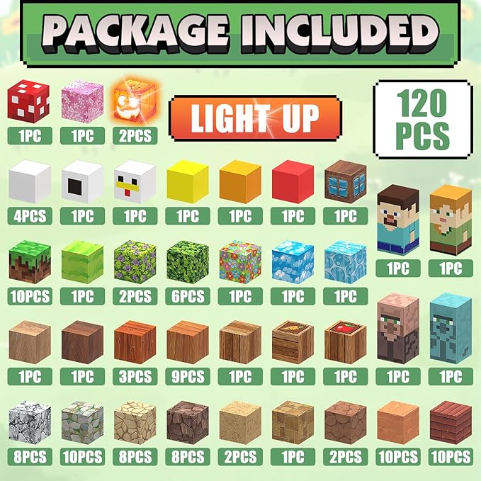 Magnetic Blocks Toy Building Set for Kids 3+, Light Up Magnetic Building Blocks, 3D Construction Build Toys STEM Sensory Magnet Cubes Christmas Birthday Present