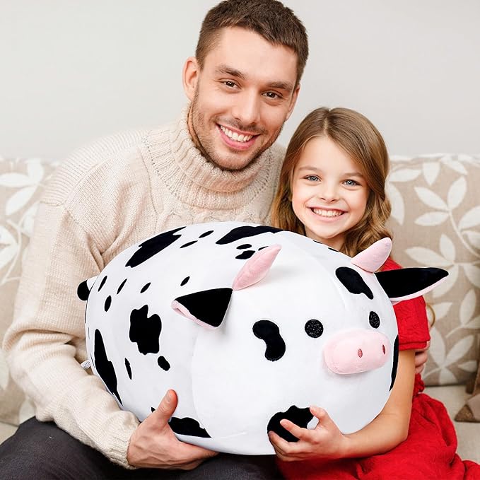 Wepop Cow Stuffed Animal Plush Toys, 20 in Cute Cow Plush Throw Pillows Soft & Cuddly Plushies Dolls Gifts for Boys Girls