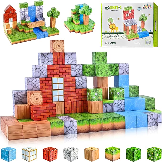 Magnetic Blocks – Build Mine Magnet World Set, STEM Montessori Sensory Toys for Boys & Girls Age 3-8, Educational Construction Cubes for Toddlers, Gifts for Kids 3+ Years Old