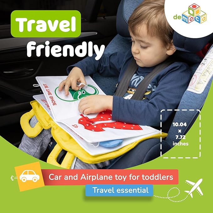 deMoca Toddler Busy Book for 1 Year Old - Airplane Toys for Toddlers 1-3, Activity Quiet Book, Kids Travel Essentials, Montessori Busy Board Travel Activities, Gift for Boys & Girls