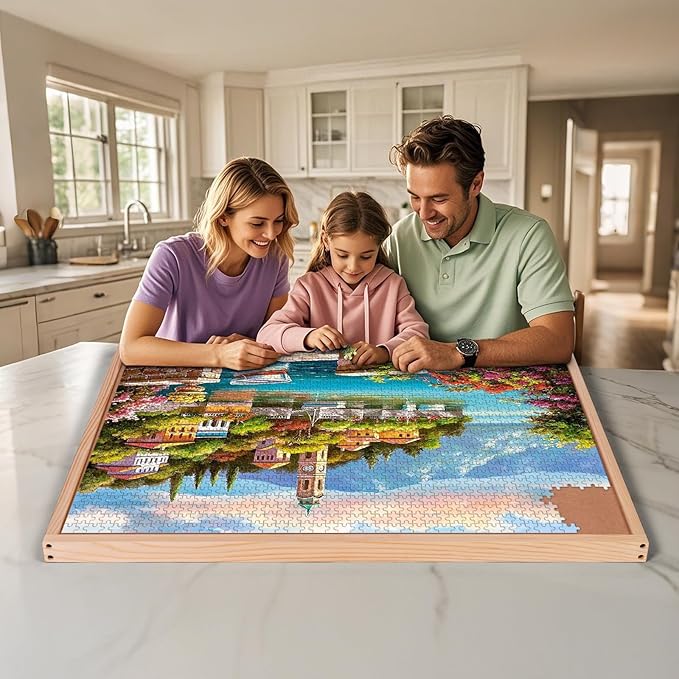 Puzzle Board, 1500 Pieces Puzzles Table with Adjustable Tilt Stand, Wooden Jigsaw Puzzle Tables, Portable Puzzle Storage Boards with Non-Slip Felt Tabletop for Adults and Kids