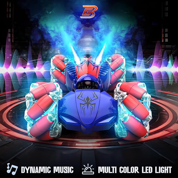 BEZGAR Gesture Sensing RC Stunt Car, Monster Truck Toys, Remote Control Monster Truck with Light, Spider Remote Control Car, Spider Toys for Boys, Remote Control Spider, Outdoor Toys for Kids