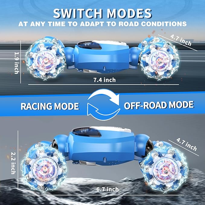 Gesture Sensing Stunt RC Car, 6 Year Old Boy Birthday Gift, Remote Control Car Toys for Ages 8-12 4-7, Type-C Charging, Modular Battery, Cool Stuff for Boys, Ideal for 10 Year Old Boy Gifts (Blue)