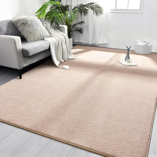 FlyDOIT Area Rugs for Bedroom Living Room, 6x9 Ivory Super Soft Comfy Thickened Memory-Foam Indoor Carpets, Modern Aesthetic Minimalist Carpet for Boys Girls Adults Apartment Nursery Home Décor