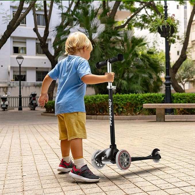Kids 3-Wheel LED Kick Scooter - Adjustable Height, Lean-to-Steer for Boys & Girls Ages 3-8