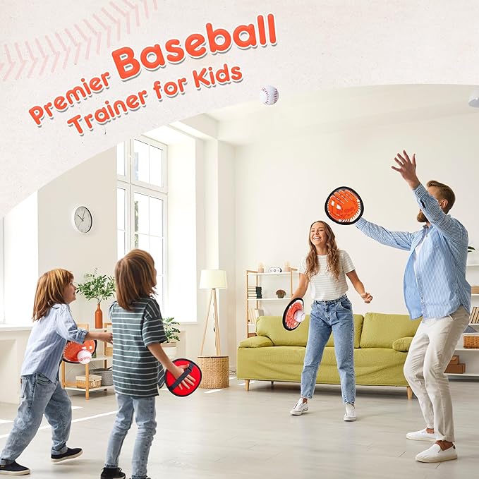 Toss and Catch Ball Set - Soft & Safe Toddler Baseball Gloves for Beginners - Kids Games Toys Indoor Outdoor - Water-Resistant Great for Yard Beach Pool - Boys Girls Birthday Gift