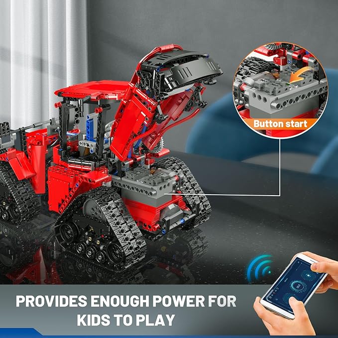 Mould King 18020 Tractor Building Blocks Toy, Remote Control Crawler Tractor with 4 Motors, Construction Vehicles Model for Kids/Adults (1698 Pieces)