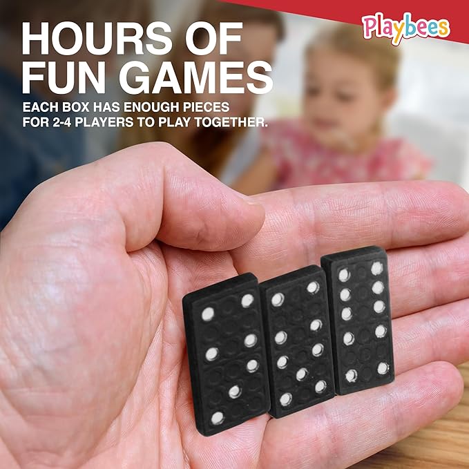 Mini Wooden Dominoes Set - 12 Pack - Classic Double Six Domino Game in a Wooden Case - Educational Board Games & Activity for Teens, Adults