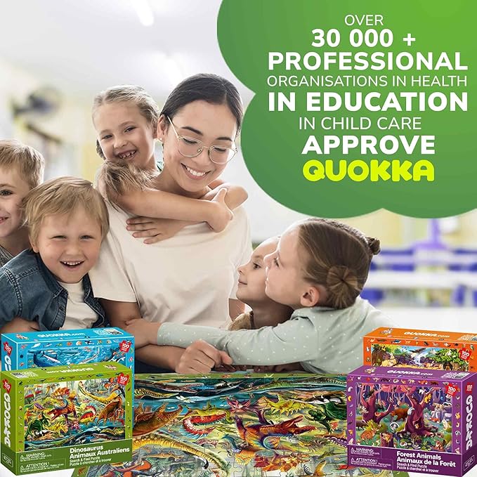 QUOKKA Floor Puzzles for Kids Ages 6-8 - Kids Puzzles Ages 8-10 - 4 Set 100 Piece Search and Find Animal Jigsaw Puzzle for Childrens 4-6 - Learning Educational Toys for 3 Year Old Boys and Girls