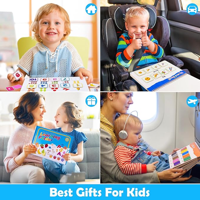 Foayex Toys for Toddlers Coloring Books for 4-5 Year Old Girls, Pre-Assembled Stickers & Reusable Activity Thick Durable Pages, Travel-Friendly Educational Toys for Fine Motor Skills, Gifts for Kids