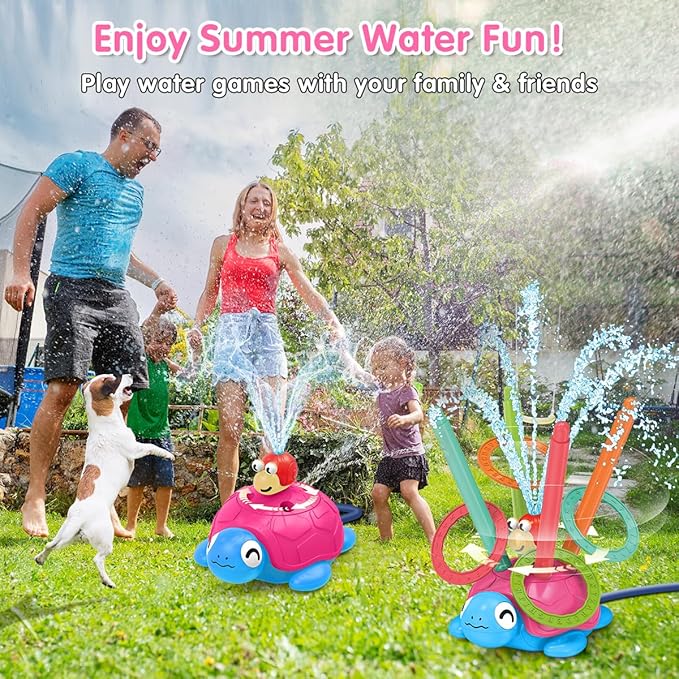 4-in-1 Turtle Water Sprinkler for Kids Summer Toys, Outdoor Toys for Toddlers, Kids Sprinkler Water Toys, Backyard Games for Summer Fun, Backyard Games Splash Water Toys Gifts for Boys Girls Dogs