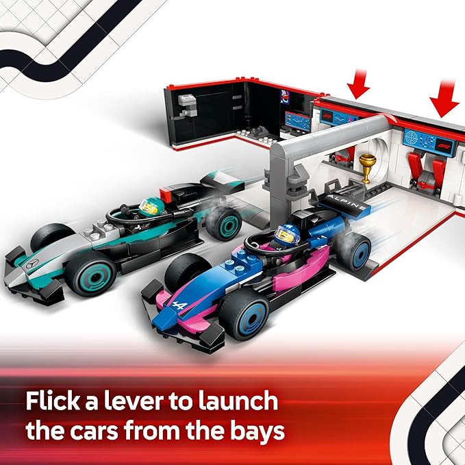 LEGO City F1 Garage & Mercedes-AMG & Alpine Cars Toy - Model Race Car Building Toy and Portable Playset for Kids, Boys and Girls, Ages 7+ - F1 Collectible for Fans - Gift Idea for Birthdays - 60444