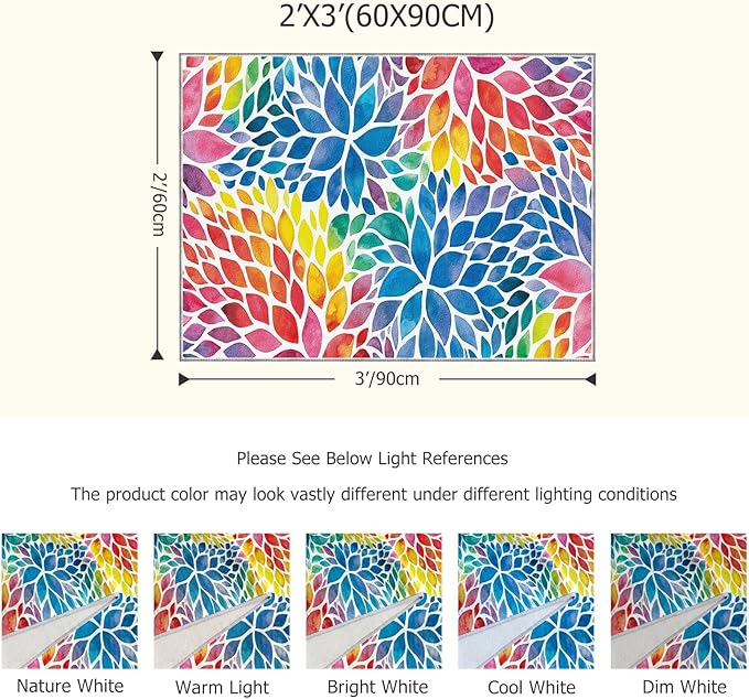 Abstract Rainbow Small Area Rug 2x3 Entryway Rug Colorful Dahlia Multicolor Floral Throw Rugs, Non-Slip Machine Washable Indoor Door Mat Entrance Carpet for Kitchen Bathroom Laundry Bedroom 2'x3'