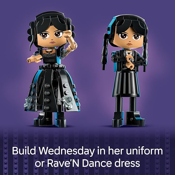 LEGO Wednesday Addams Figure - Building Toy for Kids, Girls & Boys, Ages 10+ - Collectible Wednesday Addams Doll with Display for Fans - Gift Idea for Birthday - 76780