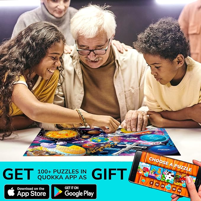 QUOKKA Puzzles for Adults 1000 Pieces - 3 Set Floor Puzzles for Kids Ages 8-10 - Learning Map of The United States World Space - Educational Games for Kids 6-8 - Toys for 12 Year Old Boys and Girls