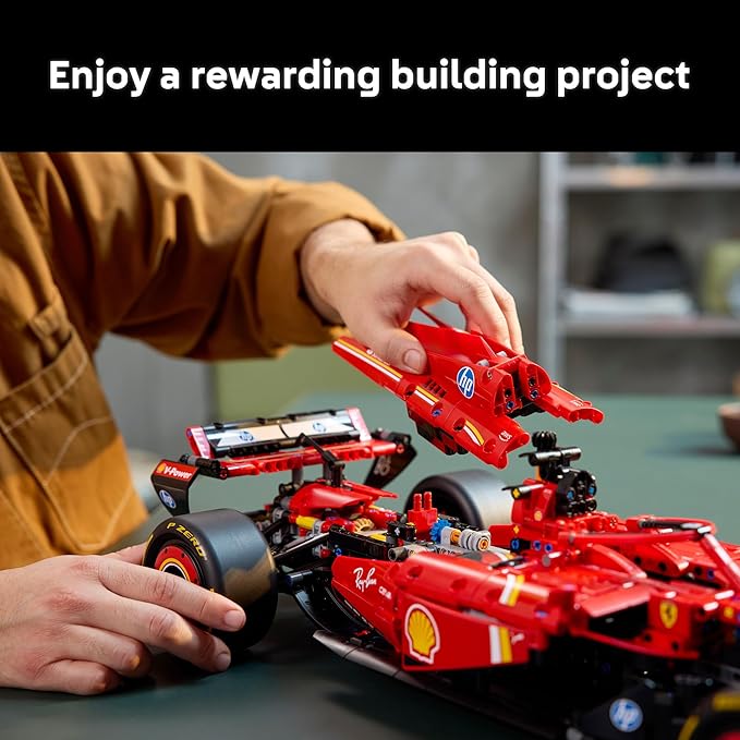 LEGO Technic Ferrari SF-24 F1 Model Car Kit - Building Set for Adults, Ages 18+ with Realistic Features - Gift for Fathers Day - Ferrari F1 DIY Craft for Display - 42207