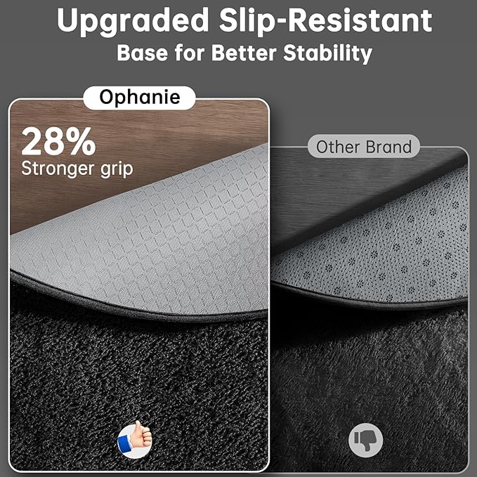 Ophanie Round Rug 7Ft Black Circle Area Rug, Room Decor for Men, Fluffy Fuzzy Bedroom Carpet, Plush Soft Shaggy Living Room Rugs for Kids Home Decor Aesthetic, Nursery