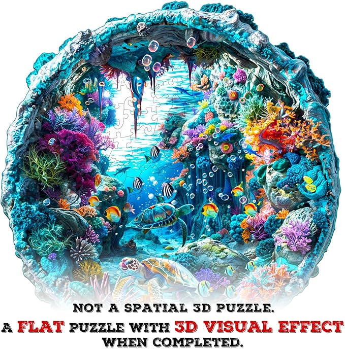 Wooden Puzzle for Adults-Wooden Puzzle Unique Shape Advanced 3D Seabed Wooden Jigsaw Puzzle for Adults and Kids,Best Gift,Wood Puzzles,Challenge Wooden Jigsaw Puzzle (M-11.4 * 11.1in-200pcs)