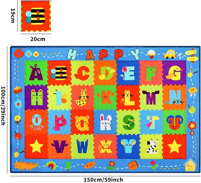 Classroom Rugs, Preschool Carpet for Classroom Elementary, School Learning Non-Slip Educational Carpet, Washable Kids Rugs for Playroom Nursery (Style 8, 59'' x 39.4")