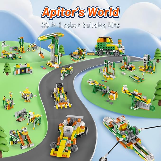 Robot Q Robot Building Kit, 20-in-1 Programmable APP RC Car Robotics Coding Kit, Includes Large Storage Organizer with Sorting Plate, STEM Birthday Gifts for Boys Girls Kids Aged 6-12