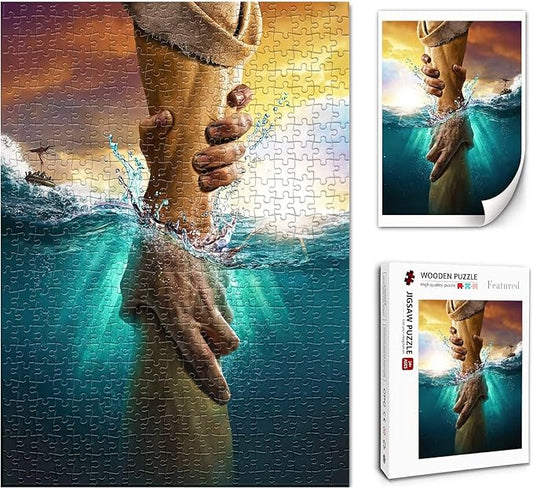 Christian Puzzles for Adults Hand of God Wooden Christian Puzzles 500 Piece Religious Christian Gifts for Men