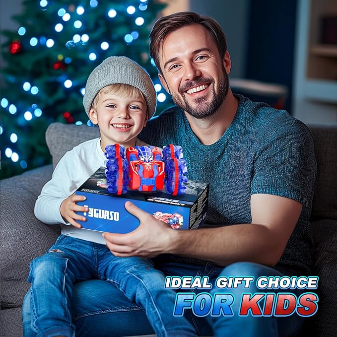 Waterproof Remote Control Car，4WD Amphibious 2.4 GHz RC Car Remote Control Boat，360°Rotation RC Stunt with LED Lights，Boys Girls Gifts All Terrain Water Beach Pool Toy