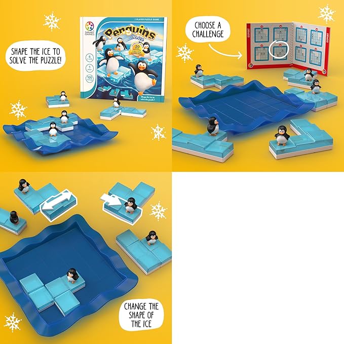 SmartGames Penguins on Ice - A Sliding Cognitive Skill-Building Puzzle Game for Ages 6 - Adult