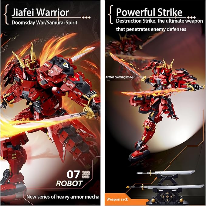 Double Knife Flow Samurai mech Robot Model Building Blocks Toy Set Birthday for Age 8+ Children Adults Teens 923 Pieces